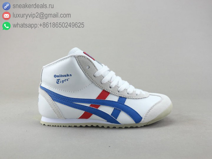 ONITSUKA TIGER MEXICO MID RUNNER HIGH WHITE BLUE UNISEX LEATHER SKATE SHOES